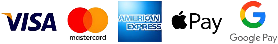 We accept Visa, Mastercard, American Express, Apple Pay and Google Pay